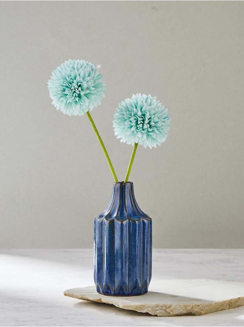 Fabindia Indigo Ceramic Guldan Cut Bud Vase