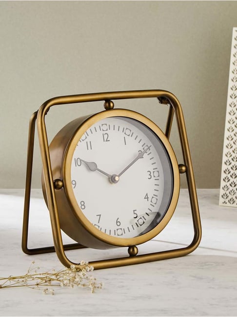 Fabindia Antique Brass Metal Avadhi Table Clock