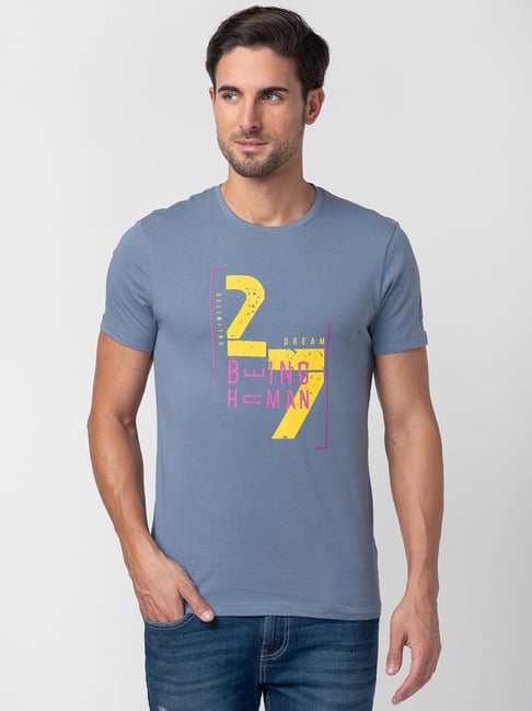 Being Human Grey Regular Fit Printed Crew T-Shirt-picture-33