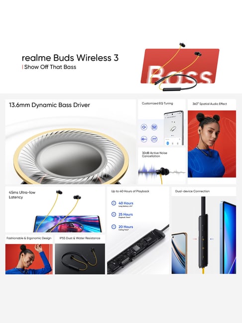 Buy realme Buds Wireless 3 In Ear BT Neckband Bass Yellow Online