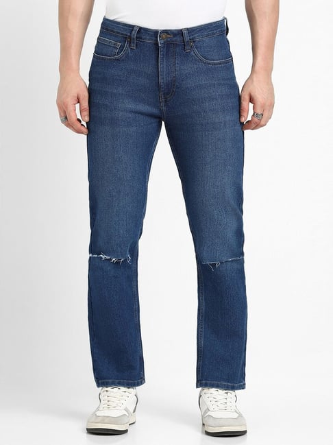 Forever 21 Blue Regular Fit Distressed Jeans