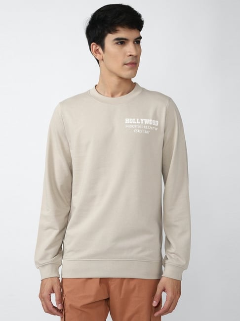 Forever 21 Beige Regular Fit Printed Sweatshirt