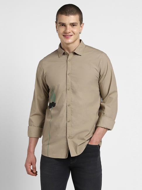 Long Sleeve Forever 21 Mens Dress Shirts Forever 21 Brown Cotton - Main Image