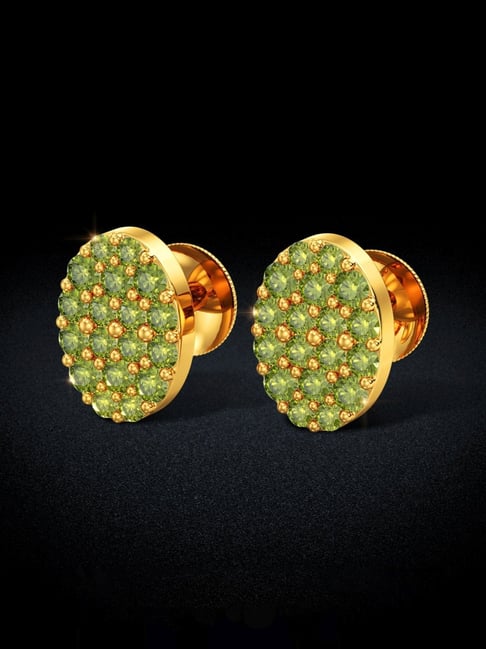 22k Gold earrings with Emerald slice and diamonds, 0.77 carat — Claire's  Online Boutique