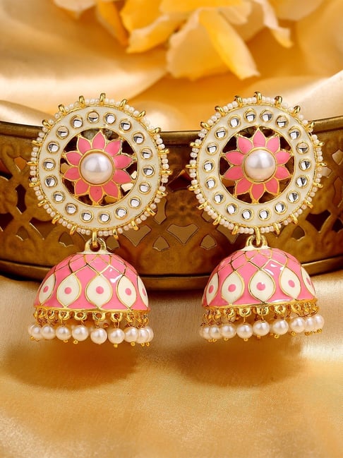 Buy Pink Golden Earrings Online| Best Prices