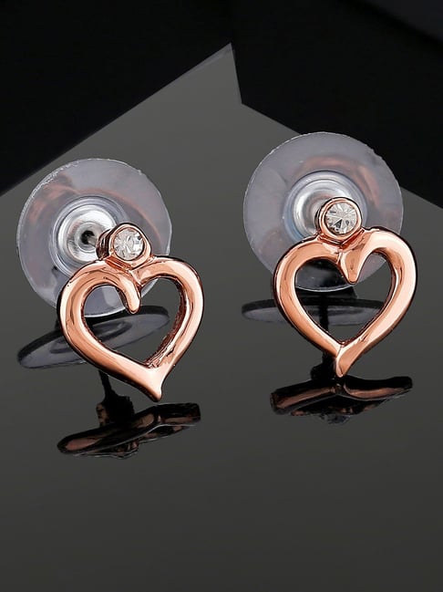 High Quality Golden Stone Studded Heart Shaped Earrings– Oralia India