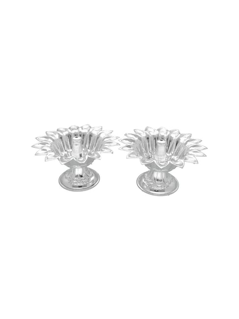 Sri Jagdamba Pearls Flower-Shaped 0.8 Silver Diya (31 gm) - Set of 2-picture-21