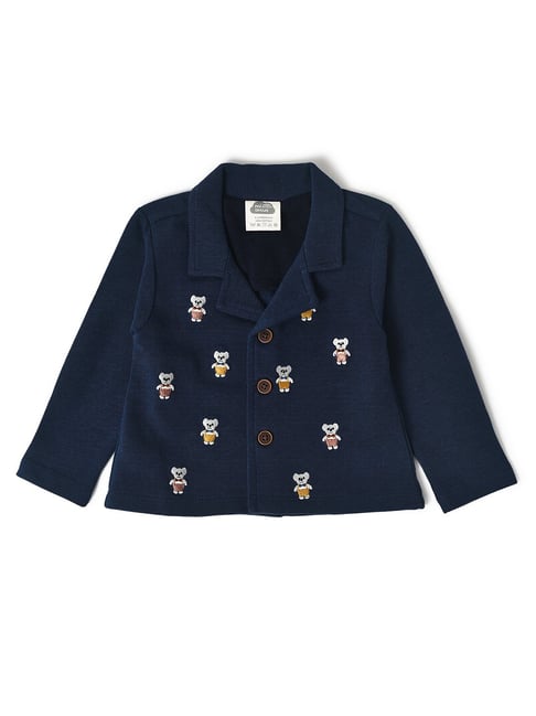MiArcus Kids Navy Embroidered Full Sleeves Blazer-picture-32