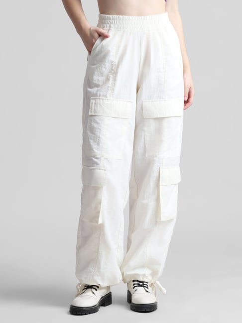 Only White Relaxed Fit High Rise Cargo Pants