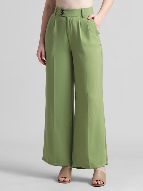 Green High Rise Flared Pants Online Shopping