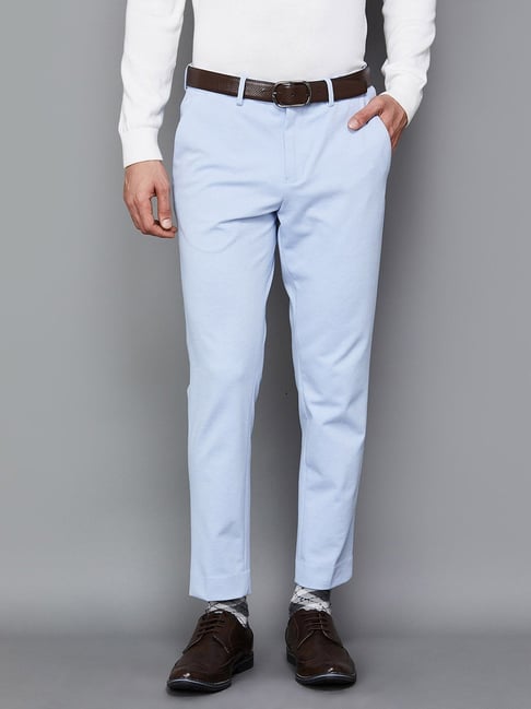 Buy Blue Checks Formal Pants For Men Online In India