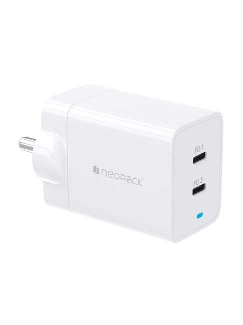 Neopack Power Cube 45W Dual Port PD USB C Charger with Compact Design (White)