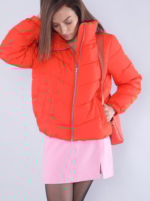 Buy Vero Moda Orange Regular Fit Puffer Jacket for Women Online