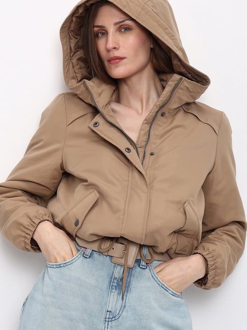 Buy online Women Solid Grey Fur Hooded Parka Jacket from jackets and  blazers and coats for Women by Vero Amore for ₹999 at 73% off | 2024  Limeroad.com