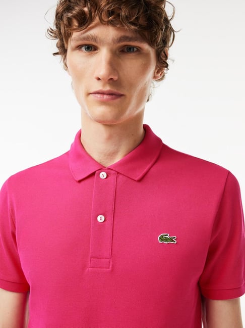 Lacoste Pink Cotton Slim Fit Polo T-Shirt