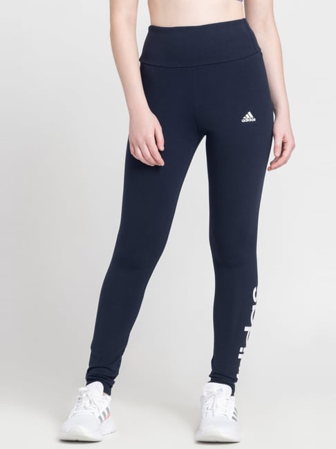 adidas Navy Cotton Printed Sports Track Pants-picture-32