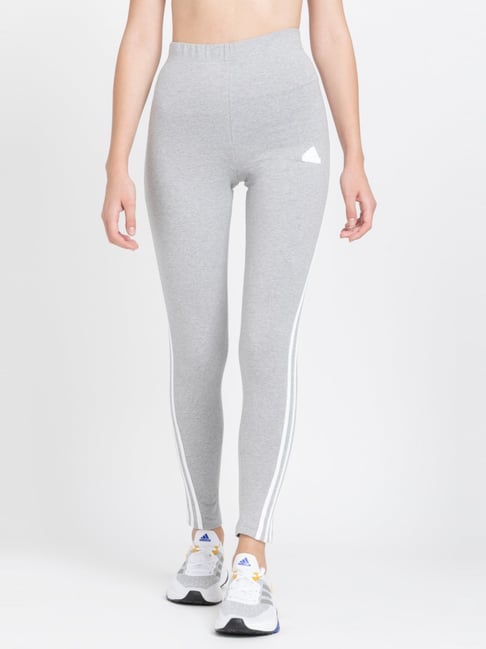 Buy adidas Grey Cotton Striped Sports Track Pants for Women Online