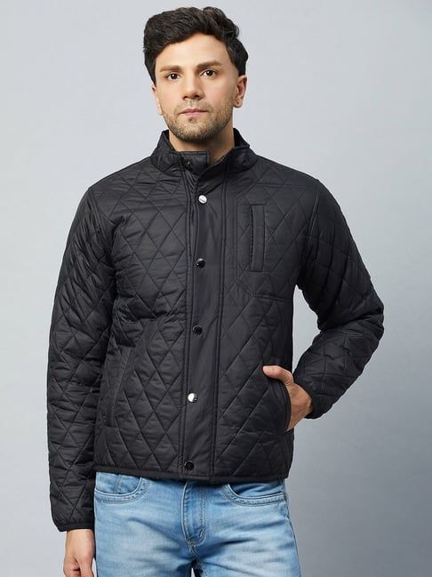 Club York Black Regular Fit Mock Collar Jacket
