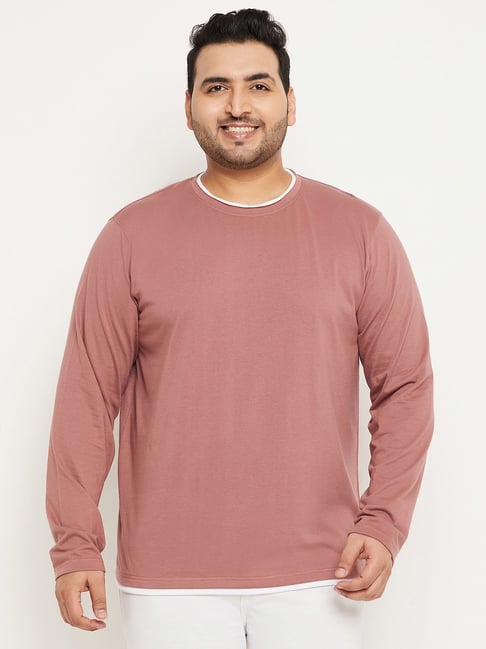 Club York Dusty Pink Regular Fit Plus Size Crew T-Shirt