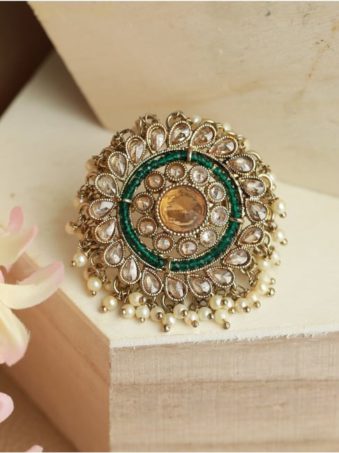 Sukkhi Designer Golden Gold Plated Kundan Ring for Women - Sukkhi.com