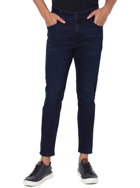 Mufti Dark Blue Cotton Slim Fit Jeans