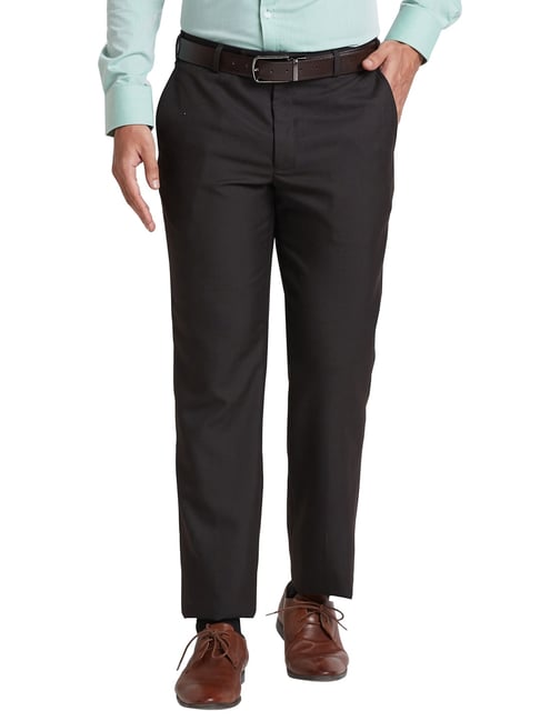 Park Avenue Brown Regular Fit Checks Trousers-picture-30