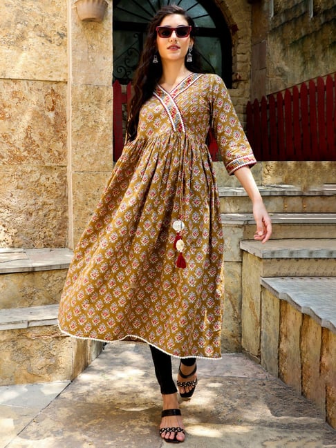 Cotton Jaipuri Print Anarkali Dress, Size: M at Rs 1395 in Jaipur | ID:  2850036693788