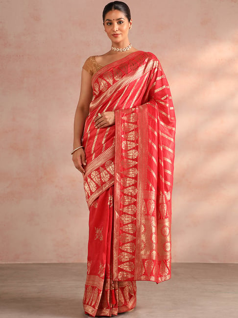 Orange Pure Silk Georgette Banarasi Cutwork Saree | Taneira Online Store