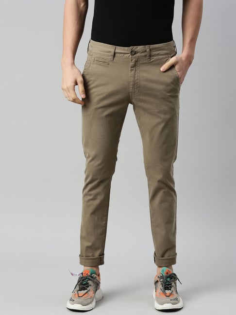 Buy Breakbounce Beige Street Snug Fit Casual Trousers - Trousers for Men  891222 | Myntra