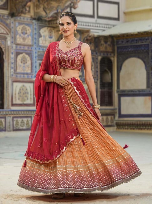 Art Silk Embroidery Lehenga Choli In Mustard Colour-LD5413911