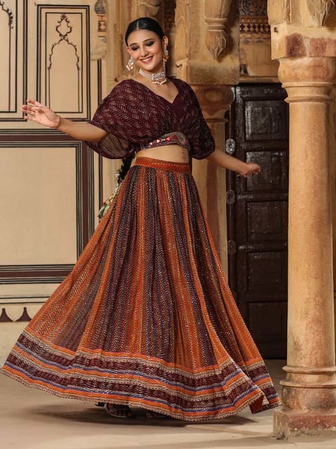 Eid Special Dark Wine Velvet Fabric Occasion Wear Chaniya Choli With  Embroidery Work