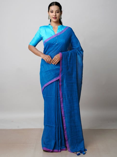 Woven Zari Art Silk Peacock Blue Saree SARV145006