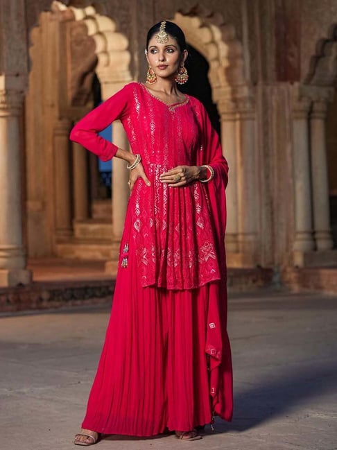 Buy online Red Embroidered Ethnic Dress from ethnic wear for Women by  Scakhi for ₹16119 at 35% off