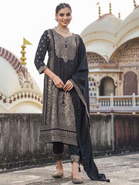 Black Color Party Wear Sequence embroidery work Suit