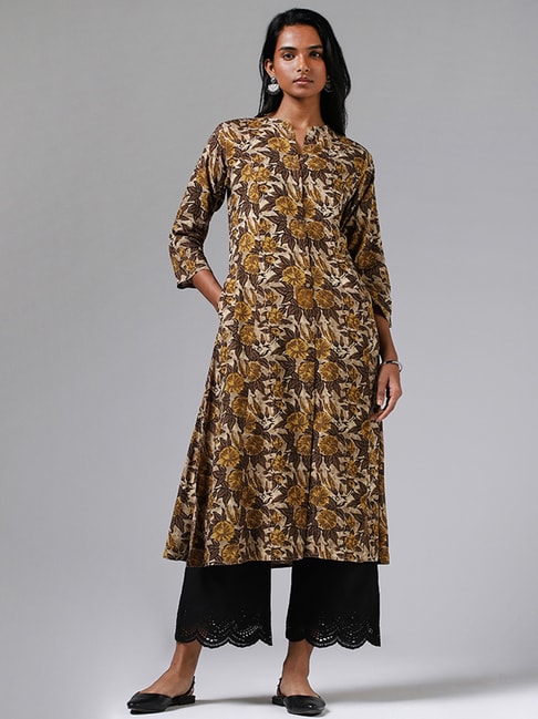 Buy Utsa by Westside Pink Abstract Print A-line Kurta (S) at Amazon.in