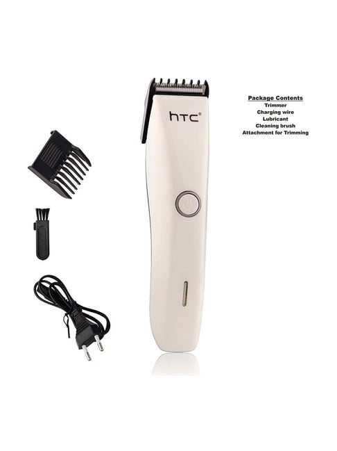HTC AT-206 Rechargeable Hair Trimmer with 45 min Runtime, 1 Length Settings (White)