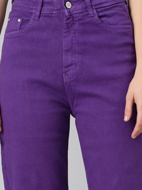 SHOWOFFFF Purple Denim Mid Rise Jeans