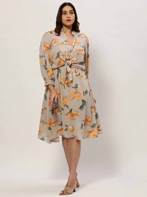 SHOWOFFFF Multicolor Floral Print Fit & Flare Dress With Jacket