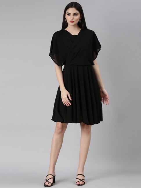 Unique Vintage Black Stephanie Fit & Flare Dress | Black