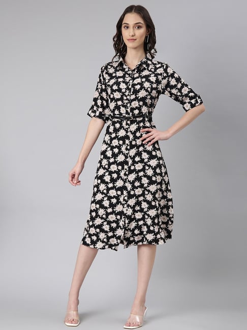Buy HARD TO PLEASE BLACK FLORAL DRESS for Women Online in India
