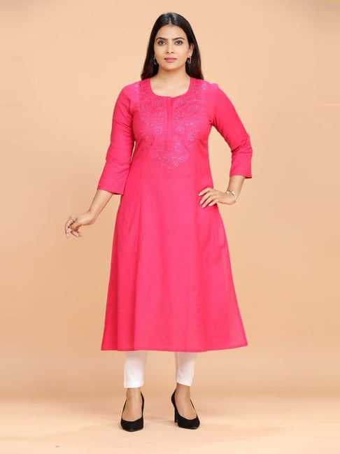 Maabeti Rani Pink Golden Printed Rayon Straight Suit Set – maabetii