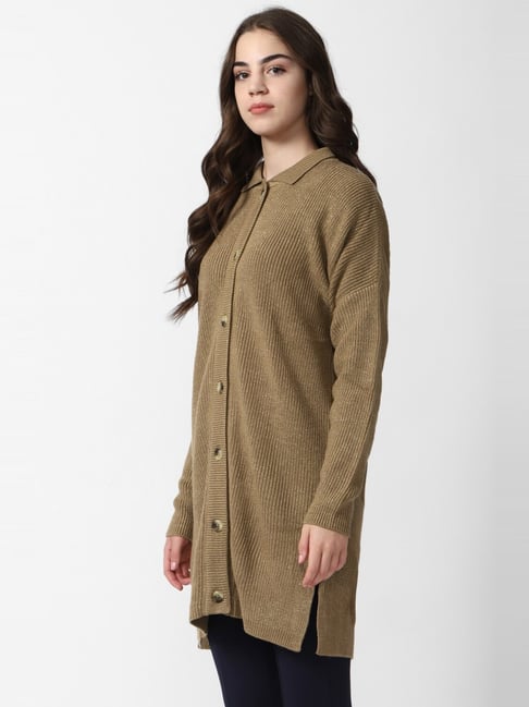 Van Heusen Brown Self Pattern Cardigan