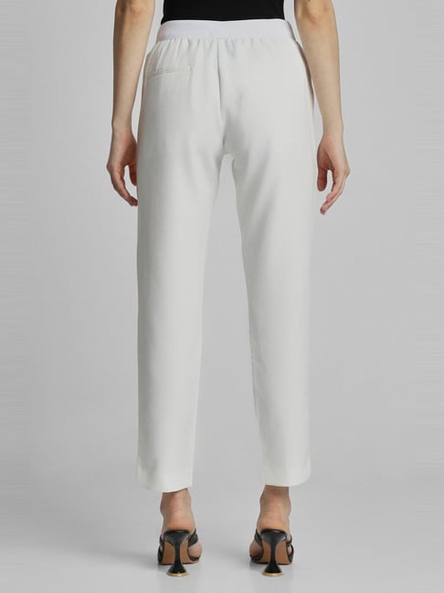 White Solid Formal Women Tapered Fit Trousers - Selling Fast at  Pantaloons.com