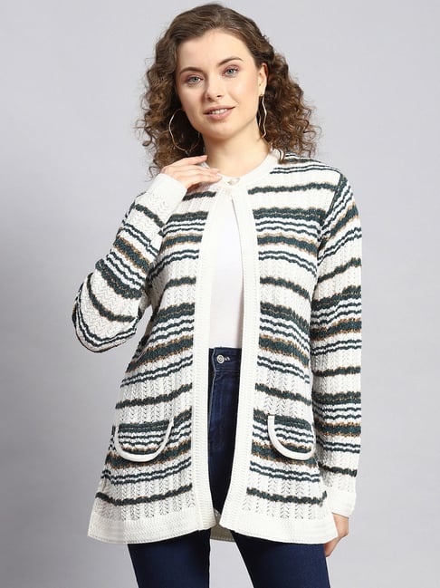Monte Carlo White & Green Striped Sweaters-picture-15
