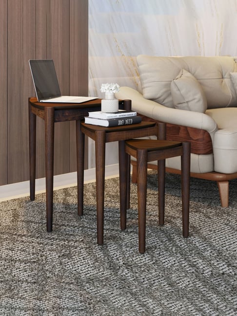 Durian Tasha Dark Brown Veneer Nesting Table
