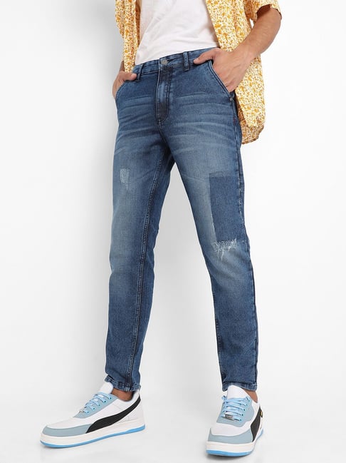 Campus Sutra Blue Regular Fit Distressed Jeans-picture-18