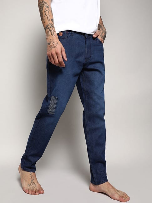 Campus Sutra Denim Blue Regular Fit Self Pattern Jeans-picture-24