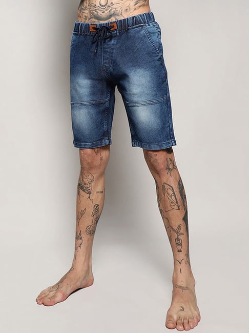 Campus Sutra Blue Regular Fit Denim Shorts-picture-18