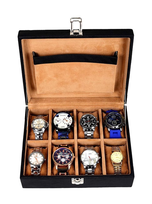 Leather World 8 Slots Watch Box Organizer for Men and Women (Black) At Nykaa, Best Beauty Products Online