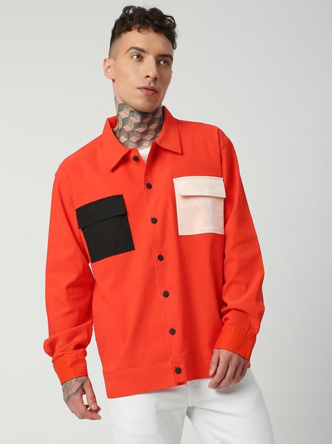 Blamblack Orange Relaxed Fit Oversized Jacket
